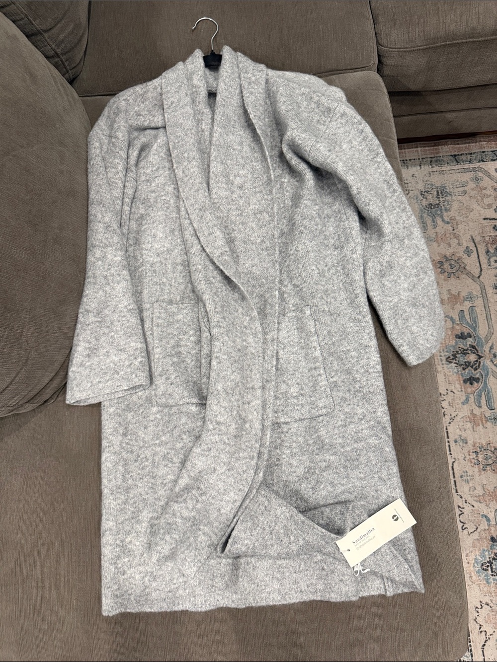 Cozy Gray Open-Front Women's Sweater Coat